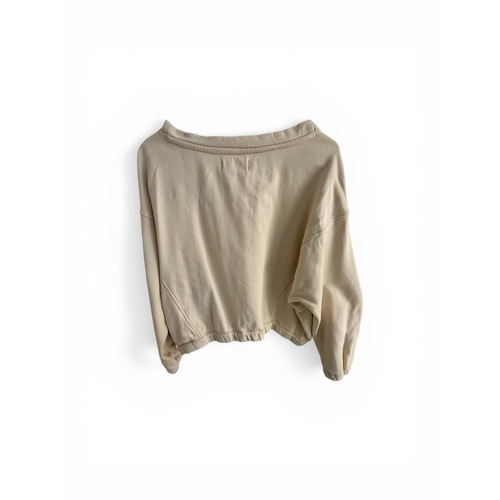 Anthropologie Women's Pullover Cropped Fleece Cotton Sweatshirt Peach Size S - Picture 3 of 6